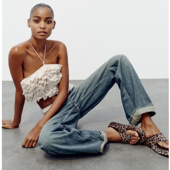 Zara Leopard Print Fabric Flatform Sandals EU37 sz6.5-7 - Picture 9 of 15